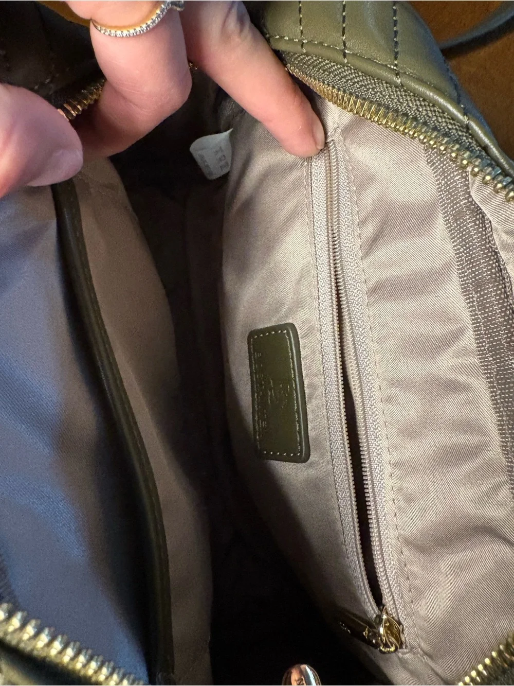 Bostanten Olive Quilted Crossbody with Front Zip Pocket